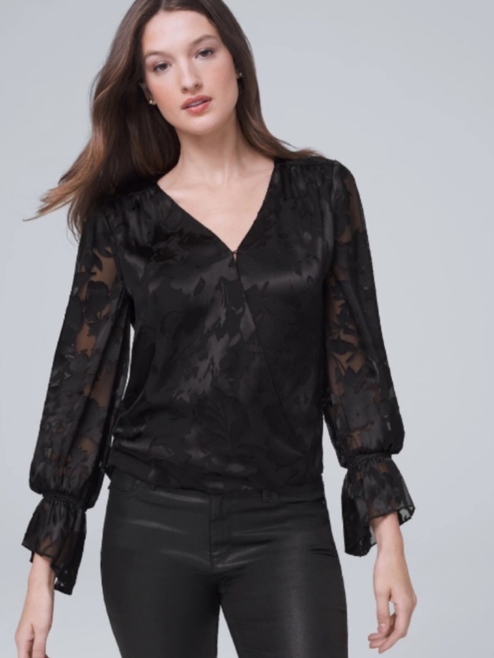NWT WHBM Silk-Blend Burnout Blouse